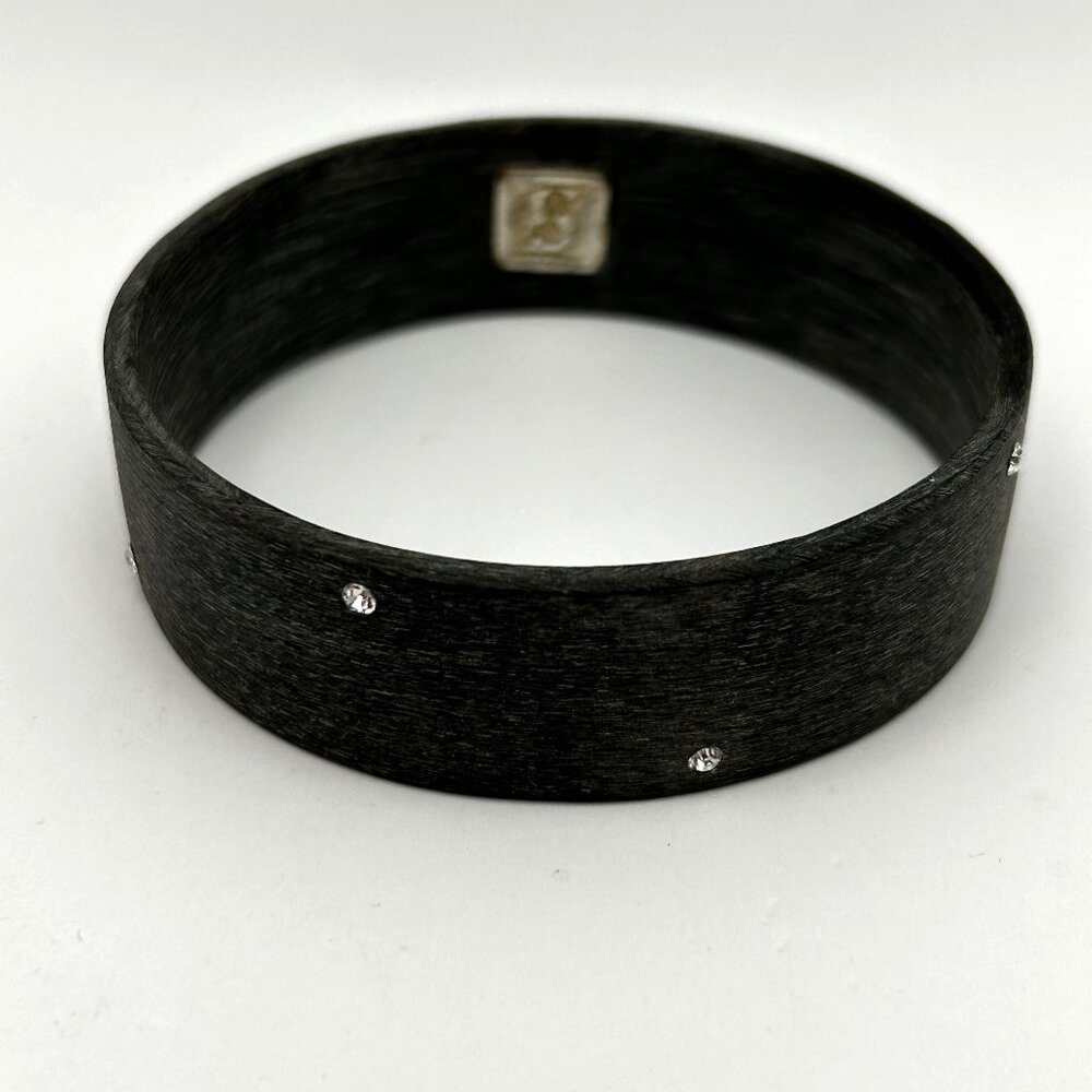 Zephyr Designer Brown Resin Bracelet Crystal Rhinestone Accents Signed 7.5"